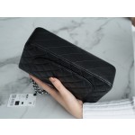 𝐂𝐇𝐀𝐍𝐄𝐋 Classic Flap Italy 🇮🇹 "𝗚𝗥" Original Lambskin 🐑 Classic Mouth Flap Bag Silver Buckle Black Small