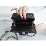 𝐂𝐇𝐀𝐍𝐄𝐋 Classic Flap Italy 🇮🇹 The 𝗚𝗥" Original Lambskin 🐑 Classic Mouth Flap Bag Silver Buckle Black Square Fat 🔆