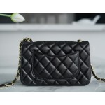 𝐂𝐇𝐀𝐍𝐄𝐋 Classic Flap Italy 🇮🇹 "𝗚𝗥" Original Lambskin 🐑 Classic Mouth Flap Bag Gold Buckle Black Large 𝒎𝒊𝒏𝒊🔆