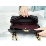 𝐂𝐇𝐀𝐍𝐄𝐋 Classic Flap France 🇫🇷 𝐇𝐚𝐚𝐬Original Lychee Ball Pattern 🐂 Classic Flap Bag Gold Buckle Small Black 🖤