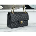 𝐂𝐇𝐀𝐍𝐄𝐋 Classic Flap France 🇫🇷 𝐇𝐚𝐚𝐬Original Lychee Ball Pattern 🐂 Classic Flap Bag Gold Buckle Small Black 🖤