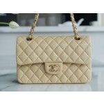 𝐂𝐇𝐀𝐍𝐄𝐋 Classic Flap Italy 🇮🇹 The 𝗚𝗥" Original Lambskin 🐑 Classic Mouth Flap Bag Small Light Almond 🔆