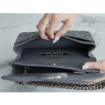 𝐂𝐇𝐀𝐍𝐄𝐋 Classic Flap Italy 🇮🇹 "𝗚𝗥" Original Lambskin 🐑 Classic Mouth Flap Bag Small 🔆 Dark Grey