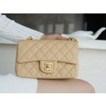 𝐂𝐇𝐀𝐍𝐄𝐋 Classic Flap Italian Channel Custom Calfskin Classic Mouth Flap Bag Large 𝒎𝒊𝒏𝒊🔆 Apricot