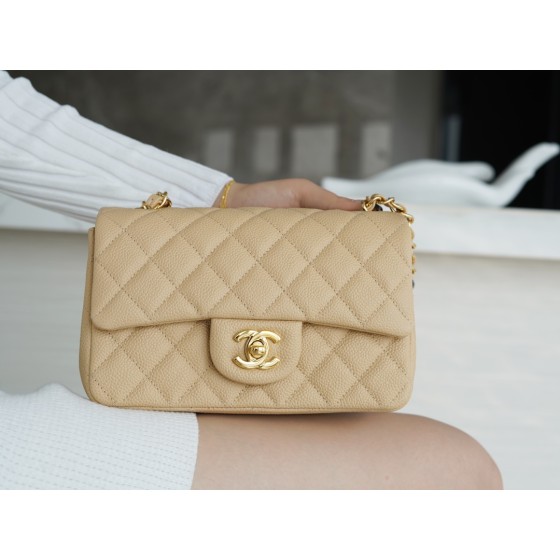 𝐂𝐇𝐀𝐍𝐄𝐋 Classic Flap Italian Channel Custom Calfskin Classic Mouth Flap Bag Large 𝒎𝒊𝒏𝒊🔆 Apricot