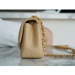 𝐂𝐇𝐀𝐍𝐄𝐋 Classic Flap Italian Channel Custom Calfskin Classic Mouth Flap Bag Large 𝒎𝒊𝒏𝒊🔆 Apricot