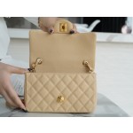 𝐂𝐇𝐀𝐍𝐄𝐋 Classic Flap Italian Channel Custom Calfskin Classic Mouth Flap Bag Large 𝒎𝒊𝒏𝒊🔆 Apricot