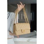 𝐂𝐇𝐀𝐍𝐄𝐋 Classic Flap Italian Channel Custom Calfskin Classic Mouth Flap Bag Large 𝒎𝒊𝒏𝒊🔆 Apricot