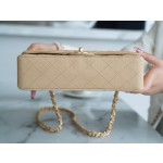 𝐂𝐇𝐀𝐍𝐄𝐋 Classic Flap France 🇫🇷 𝐇𝐚𝐚𝐬 Original Caviar🐂 Italian Channel Custom Calfskin Classic Mouth Flap Bag Medium Apricot