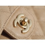 𝐂𝐇𝐀𝐍𝐄𝐋 Classic Flap France 🇫🇷 𝐇𝐚𝐚𝐬 Original Caviar🐂 Italian Channel Custom Calfskin Classic Mouth Flap Bag Medium Apricot