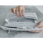 𝐂𝐇𝐀𝐍𝐄𝐋 Classic Flap France 🇫🇷 𝐇𝐇 𝐚𝐚𝐬 Original Caviar🐂 Custom Calfskin Classic Flap Bag Medium Silver Buckle White