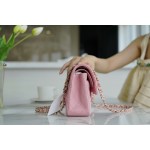 𝐂𝐇𝐀𝐍𝐄𝐋 Classic Flap France 🇫🇷 𝐇𝐚𝐚𝐬 Original Caviar🐂 Washed Fetal Cow Small 🌸Pink