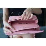 𝐂𝐇𝐀𝐍𝐄𝐋 Classic Flap Italy🇮🇹 𝑰𝒏𝒄𝒂𝒔Original Washed Fetal Cow🐂 Washed Fetal Cow Medium Size 🌸Pink