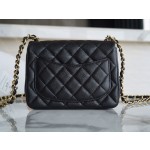 𝐂𝐇𝐀𝐍𝐄𝐋 Classic Flap France 𝐇𝐚𝐚𝐬Original Lychee Pattern🐂 Classic Flap Bag Fang Fatty🔆Black Gold🖤