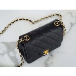 𝐂𝐇𝐀𝐍𝐄𝐋 Classic Flap France 𝐇𝐚𝐚𝐬Original Lychee Pattern🐂 Classic Flap Bag Fang Fatty🔆Black Gold🖤