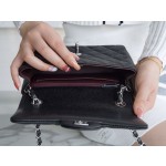 𝐂𝐇𝐀𝐍𝐄𝐋 Classic Flap France 𝐇𝐚𝐚𝐬Original Lychee Pattern🐂 Classic Flap Bag Big 𝒎𝒊𝒏𝒊🔆Black Silver🖤