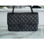 𝐂𝐇𝐀𝐍𝐄𝐋 Classic Flap France 🇫🇷 𝐇𝐇 𝐚𝐚𝐬 Original Caviar 🐂 Washed Tire Ox Medium 🐘Illusion black gun buckle