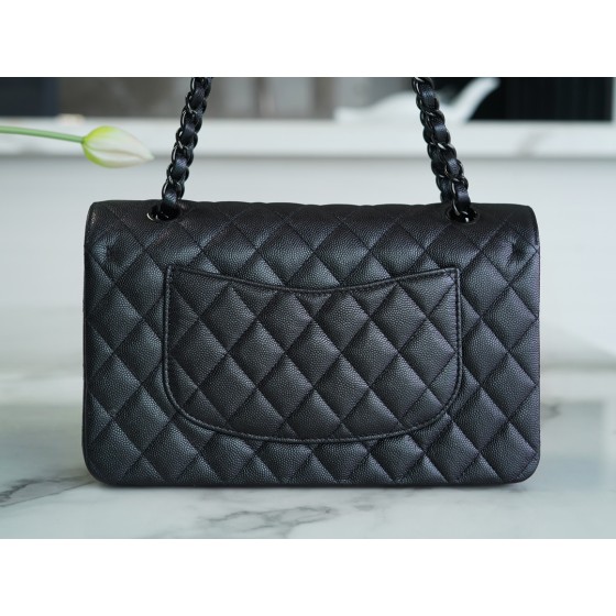 𝐂𝐇𝐀𝐍𝐄𝐋 Classic Flap France 🇫🇷 𝐇𝐇 𝐚𝐚𝐬 Original Caviar 🐂 Washed Tire Ox Medium 🐘Illusion black gun buckle