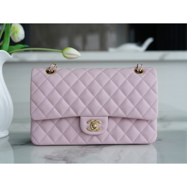 𝐂𝐇𝐀𝐍𝐄𝐋 Classic Flap France 🇫🇷 𝐇𝐇 𝐚𝐚𝐬 Original Caviar 🐂 Washed Tire Ox Medium 🐘Cherry Blossom Powder