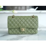 𝐂𝐇𝐀𝐍𝐄𝐋 Classic Flap France 🇫🇷 𝐇𝐇 𝐚𝐚𝐬 Original Caviar 🐂 Washed Tire Ox Medium 🐘Grass green