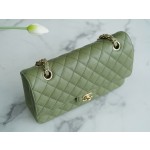 𝐂𝐇𝐀𝐍𝐄𝐋 Classic Flap France 🇫🇷 𝐇𝐇 𝐚𝐚𝐬 Original Caviar 🐂 Washed Tire Ox Medium 🐘Grass green