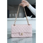 𝐂𝐇𝐀𝐍𝐄𝐋 Classic Flap France 🇫🇷 𝐇𝐚𝐚𝐬 Original Caviar🐂|Original Lychee Pattern🐂 Medium 🌸 Cherry Blossom Pink