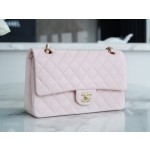 𝐂𝐇𝐀𝐍𝐄𝐋 Classic Flap France 🇫🇷 𝐇𝐚𝐚𝐬 Original Caviar🐂|Original Lychee Pattern🐂 Medium 🌸 Cherry Blossom Pink