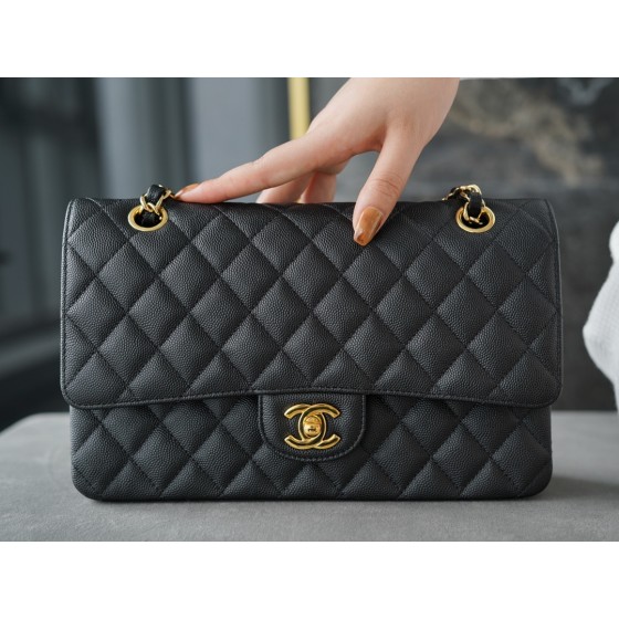 𝐂𝐇𝐀𝐍𝐄𝐋 Classic Flap France 🇫🇷 𝐇𝐚𝐚𝐬 Original Caviar🐂|Original Caviar🐂 Medium Black Gold🖤