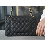 𝐂𝐇𝐀𝐍𝐄𝐋 Classic Flap France 🇫🇷 𝐇𝐚𝐚𝐬 Original Caviar🐂|Original Caviar🐂 Medium Black Gold🖤