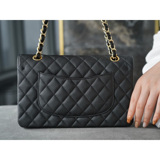 𝐂𝐇𝐀𝐍𝐄𝐋 Classic Flap France 🇫🇷 𝐇𝐚𝐚𝐬 Original Caviar🐂|Original Caviar🐂 Medium Black Gold🖤