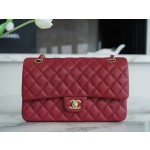 𝐂𝐇𝐀𝐍𝐄𝐋 Classic Flap washed cowhide is made from the most delicate newborn calves Washed fetal cow Medium Bordeaux burgundy