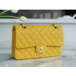 𝐂𝐇𝐀𝐍𝐄𝐋 Classic Flap washed cowhide is made from the most delicate newborn calves Washed fetal cow Medium Mango Yellow 🥭