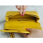 𝐂𝐇𝐀𝐍𝐄𝐋 Classic Flap washed cowhide is made from the most delicate newborn calves Washed fetal cow Medium Mango Yellow 🥭