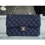 𝐂𝐇𝐀𝐍𝐄𝐋 Classic Flap washed cowhide is made from the most delicate newborn calves washed fetal cow small dark blue