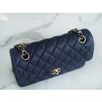 𝐂𝐇𝐀𝐍𝐄𝐋 Classic Flap washed cowhide is made from the most delicate newborn calves washed fetal cow small dark blue