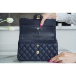 𝐂𝐇𝐀𝐍𝐄𝐋 Classic Flap washed cowhide is made from the most delicate newborn calves washed fetal cow small dark blue