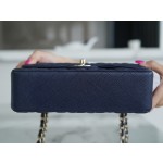 𝐂𝐇𝐀𝐍𝐄𝐋 Classic Flap washed cowhide is made from the most delicate newborn calves washed fetal cow small dark blue