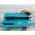 𝐂𝐇𝐀𝐍𝐄𝐋 Classic Flap washed cowhide is made from the most delicate newborn calves Washed fetal cow Medium Peacock Blue