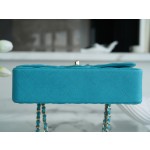 𝐂𝐇𝐀𝐍𝐄𝐋 Classic Flap washed cowhide is made from the most delicate newborn calves Washed fetal cow Medium Peacock Blue