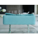𝐂𝐇𝐀𝐍𝐄𝐋 Classic Flap washed cowhide is made from the most delicate of newborn calves Washed fetal cow Medium Tiffany Blue
