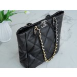 𝗖𝗛𝗔𝗡𝗘𝗟 𝟮𝟮𝗕 19 𝑩𝑨𝑮 𝑻𝒐𝒕𝒆 Italy 🇮🇹 level [box] lambskin 🐑 Genuine Leather Black Silver