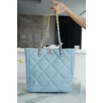 𝗖𝗛𝗔𝗡𝗘𝗟 𝟮𝟮𝗕 19𝑩𝑨𝑮 𝑻𝒐𝒕𝒆 Italy 🇮🇹 Level 1 [Box] Lambskin 🐑 Genuine Leather Blue