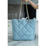 𝗖𝗛𝗔𝗡𝗘𝗟 𝟮𝟮𝗕 19𝑩𝑨𝑮 𝑻𝒐𝒕𝒆 Italy 🇮🇹 Level 1 [Box] Lambskin 🐑 Genuine Leather Blue