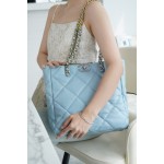 𝗖𝗛𝗔𝗡𝗘𝗟 𝟮𝟮𝗕 19𝑩𝑨𝑮 𝑻𝒐𝒕𝒆 Italy 🇮🇹 Level 1 [Box] Lambskin 🐑 Genuine Leather Blue