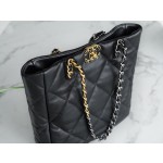 𝗖𝗛𝗔𝗡𝗘𝗟 𝟮𝟮𝗕 19 𝑩𝑨𝑮 𝑻𝒐𝒕𝒆 Italy 🇮🇹 level [box] lambskin 🐑 Genuine Leather Black Gold