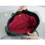 𝗖𝗛𝗔𝗡𝗘𝗟 𝟮𝟮𝗕 19 𝑩𝑨𝑮 𝑻𝒐𝒕𝒆 Italy 🇮🇹 level [box] lambskin 🐑 Genuine Leather Black Gold