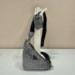 𝐏𝐑𝐀𝐃𝐀 Triangle bag with glitter diamonds 1BH190