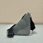 𝐏𝐑𝐀𝐃𝐀 Triangle bag with glitter diamonds 1BH190