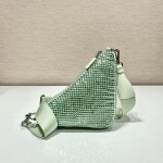 𝐏𝐑𝐀𝐃𝐀 Triangle bag with glitter diamonds 1BH190