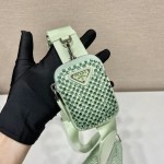 𝐏𝐑𝐀𝐃𝐀 Triangle bag with glitter diamonds 1BH190